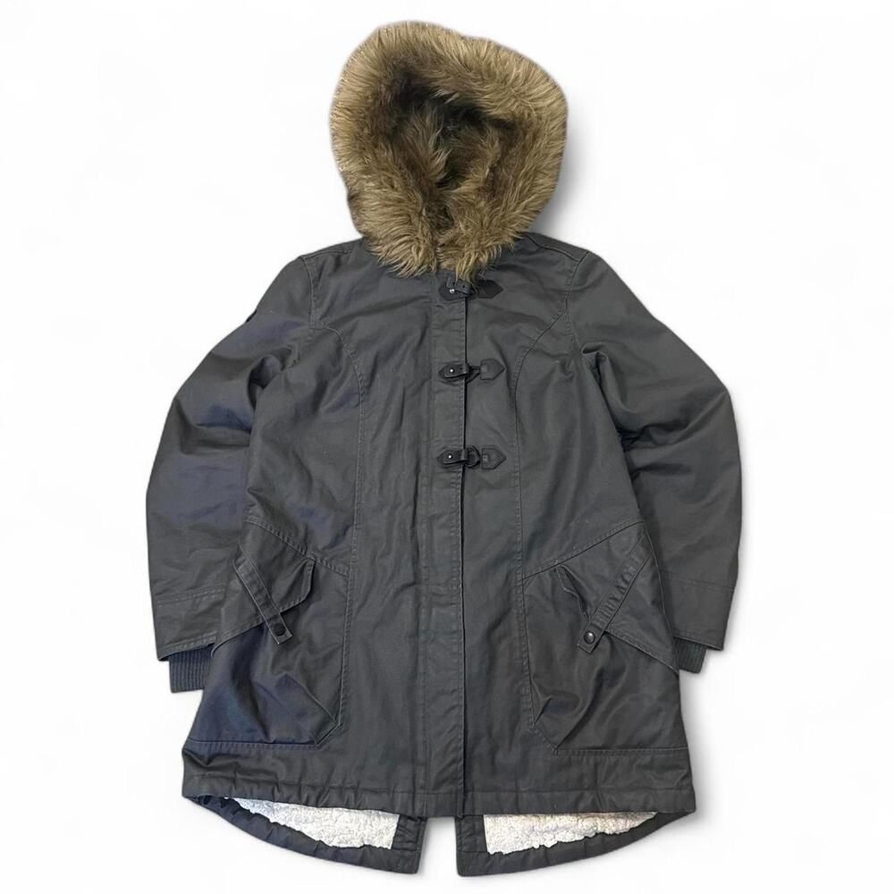 Oakley Womens L Gray Ski Snowboard Jacket Faux Fur Hood Thinsulate Y2K